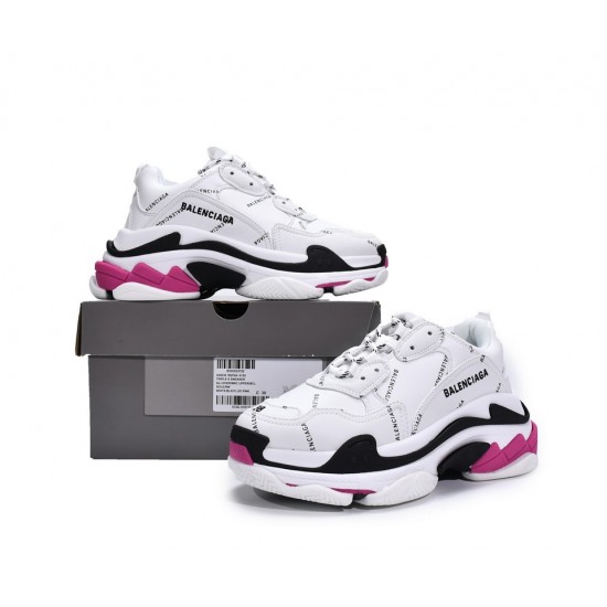 Balenciaga Triple S Letter White Rose Red 524039 W2FA4 9155