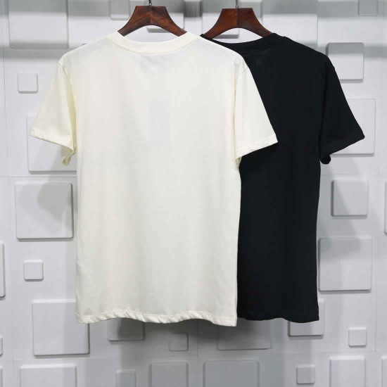 Gucci T-shirt Black white crossbar printing Pure cotton