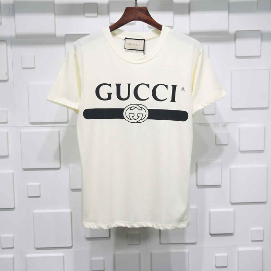 Gucci T-shirt Black white crossbar printing Pure cotton