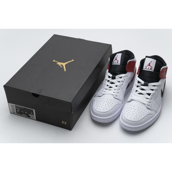 Nike Air Jordan 1 Mid White Black Gym Red 554724-116