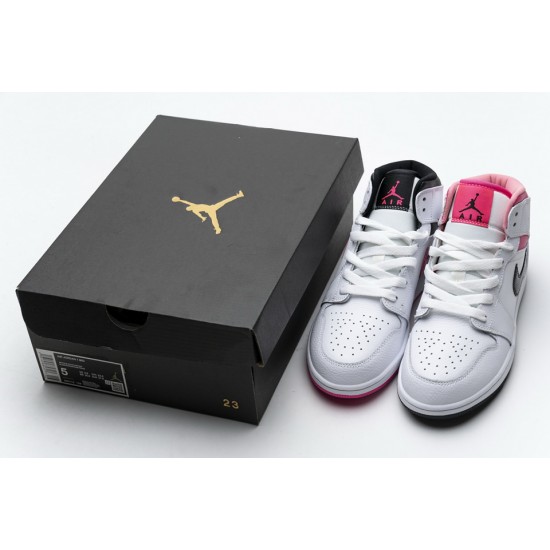 Nike Air Jordan 1 Mid White Black Hyper Pink 555112-106