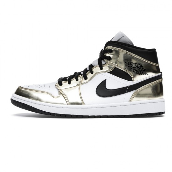 Nike Air Jordan 1 Mid AJ1 Metallic Gold Black White DC1419-700