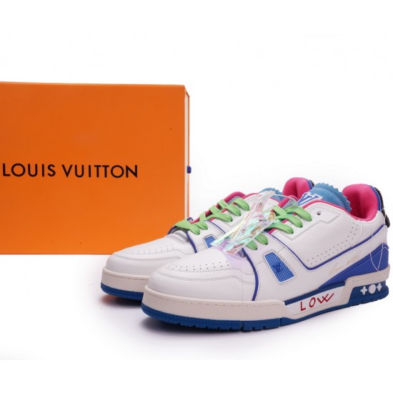 Louis Vuitton Trainer White Pink Blue MS0223