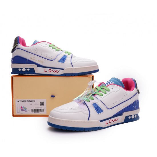 Louis Vuitton Trainer White Pink Blue MS0223