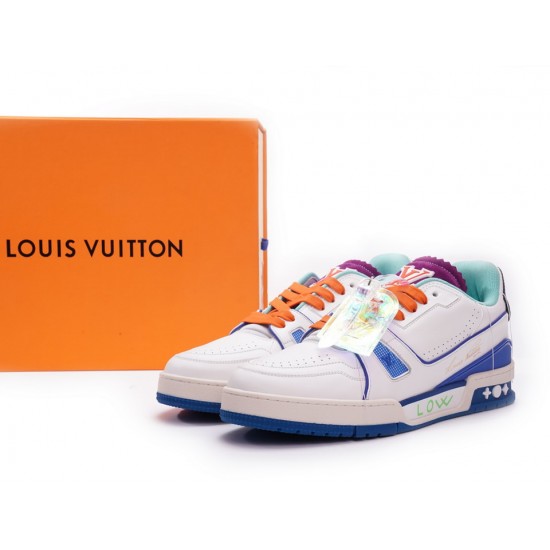 Louis Vuitton Trainer White Green Purple MS0225