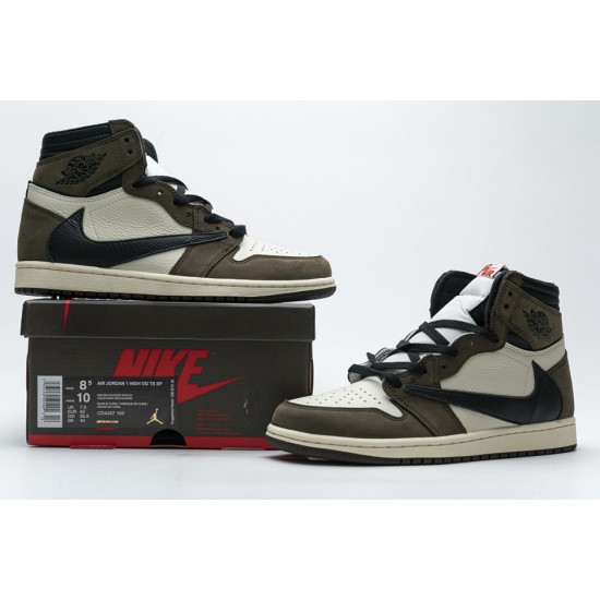 Travis Scott X Jordan 1 Backwards Swoosh Mocha CD4487-100