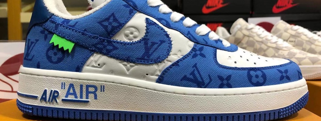 Louis Vuitton x Air Force 1 Trainer Sneaker Blue Kickbulk Sneaker Camera photos