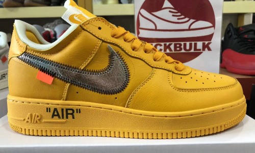 OFF-WHITE X AIR FORCE 1 LOW 'UNIVERSITY GOLD' DD1876-700 Kickbulk Sneaker shoes reviews Camera photos