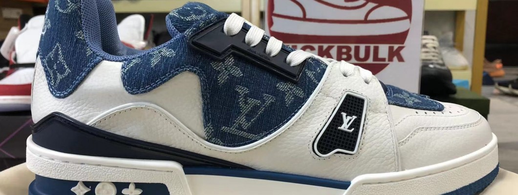 Louis vuitton LV shoes Blue White  custom made Kickbulk Sneaker retail wholesale free shipping