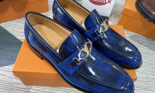 LV blue Leather shoes custom made kickbulk luxury retail wholesale free shipping