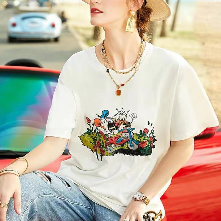 Disney Gucci Donald Duck Embroidery T Shirt 3 - www.kickbulk.cc