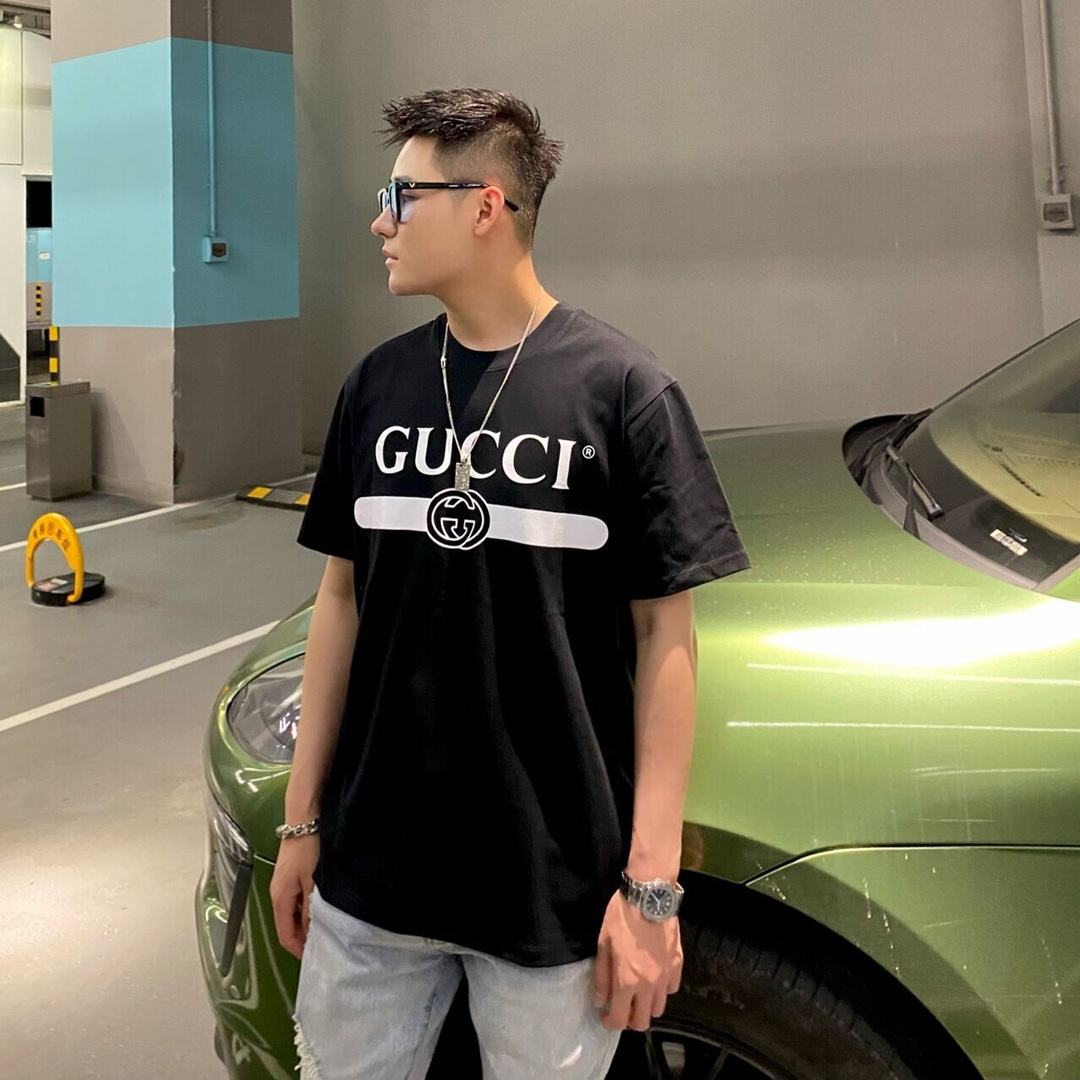 Gucci Black White Crossbar T Shirt Printing Pure Cotton 7 - www.kickbulk.cc