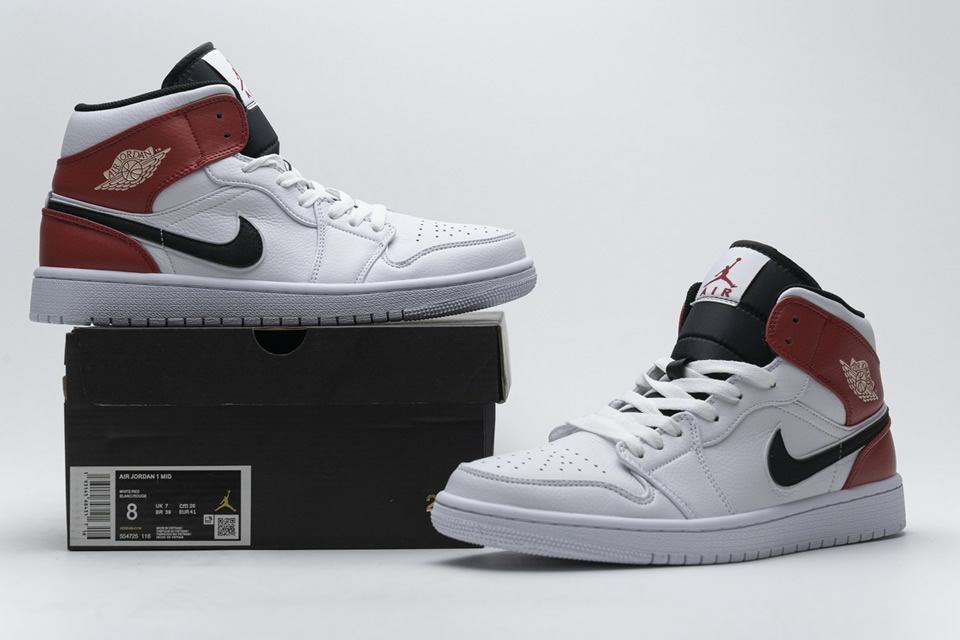 Nike Air Jordan 1 Mid White Black Gym Red 554724 116 3 - www.kickbulk.cc