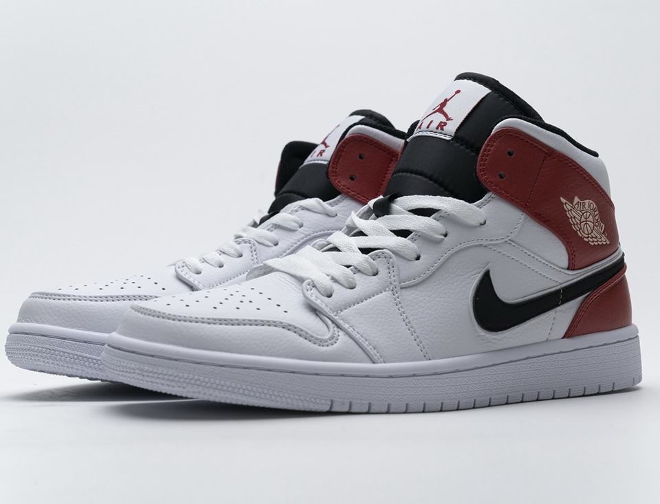 Nike Air Jordan 1 Mid White Black Gym Red 554724 116 5 - www.kickbulk.cc