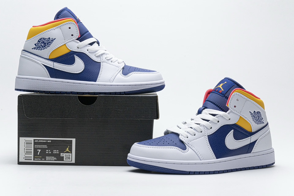 Nike Air Jordan 1 Mid Royal Blue Laser Orange 554724 131 3 - www.kickbulk.cc