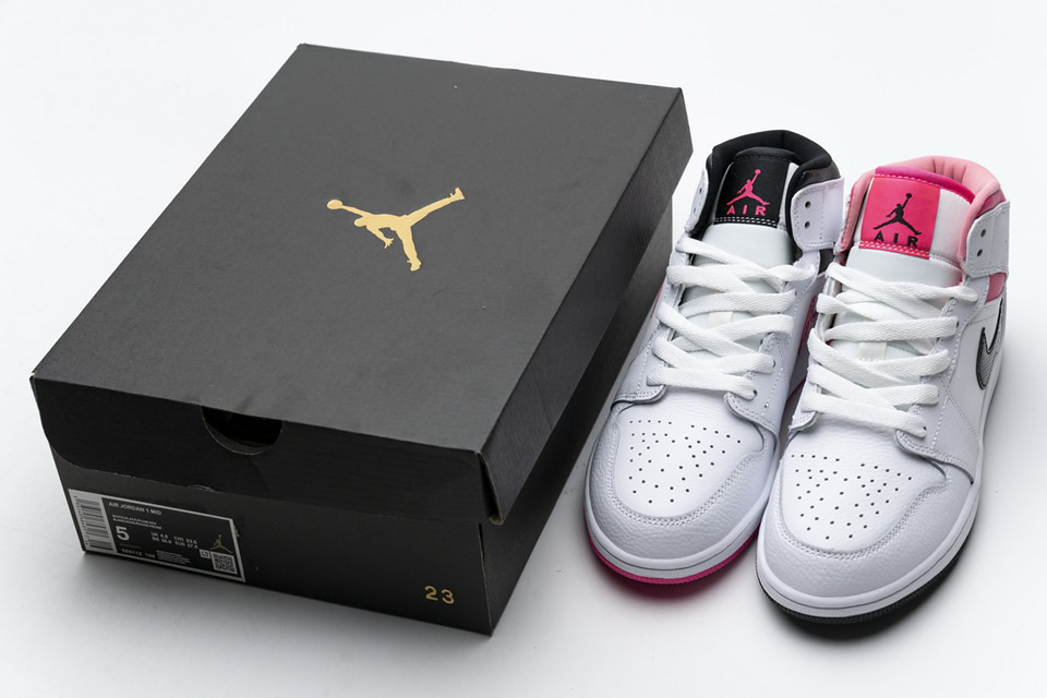 Nike Air Jordan 1 Mid White Black Hyper Pink 555112 106 4 - www.kickbulk.cc