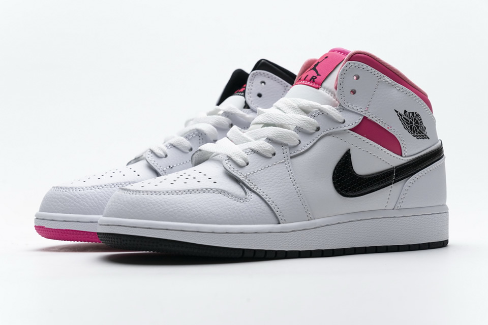 Nike Air Jordan 1 Mid White Black Hyper Pink 555112 106 5 - www.kickbulk.cc