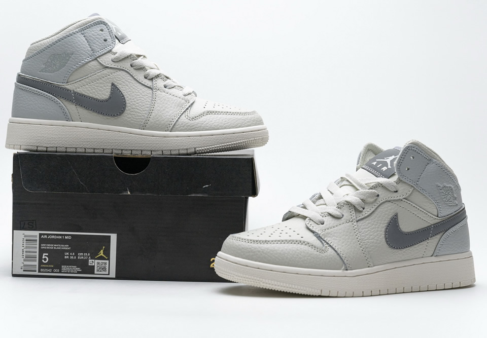 Nike Air Jordan 1 Mid Light Bone Grey 582542 003 7 - www.kickbulk.cc