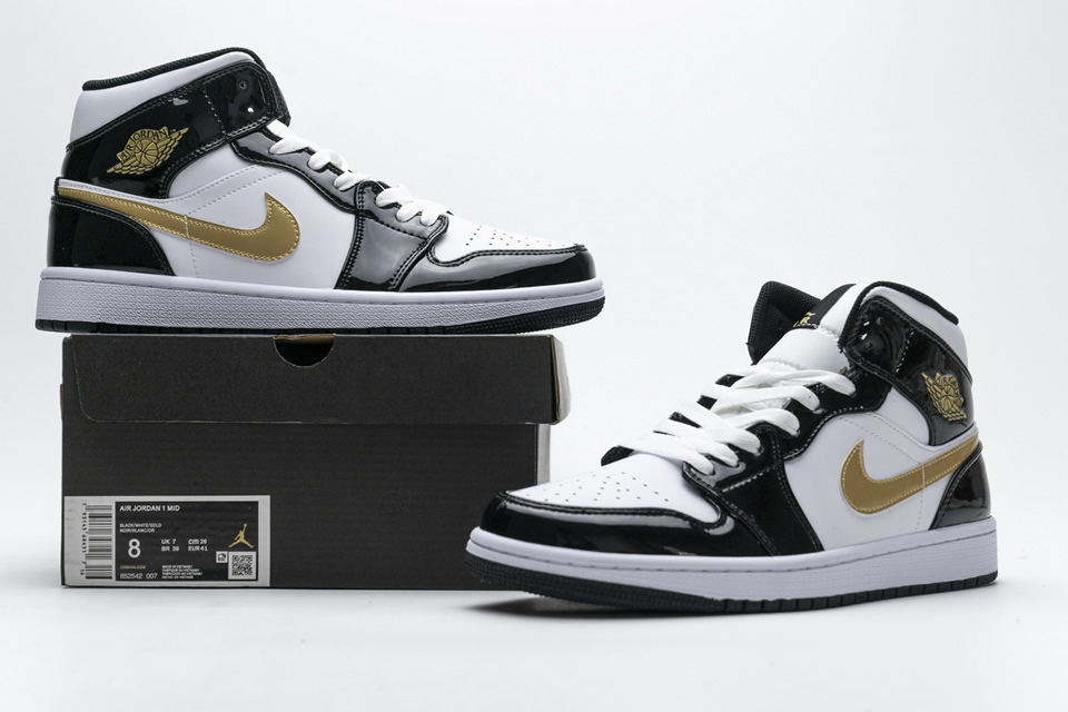 Nike Air Jordan 1 Mid Gold Patent Leather 852542 007 3 - www.kickbulk.cc