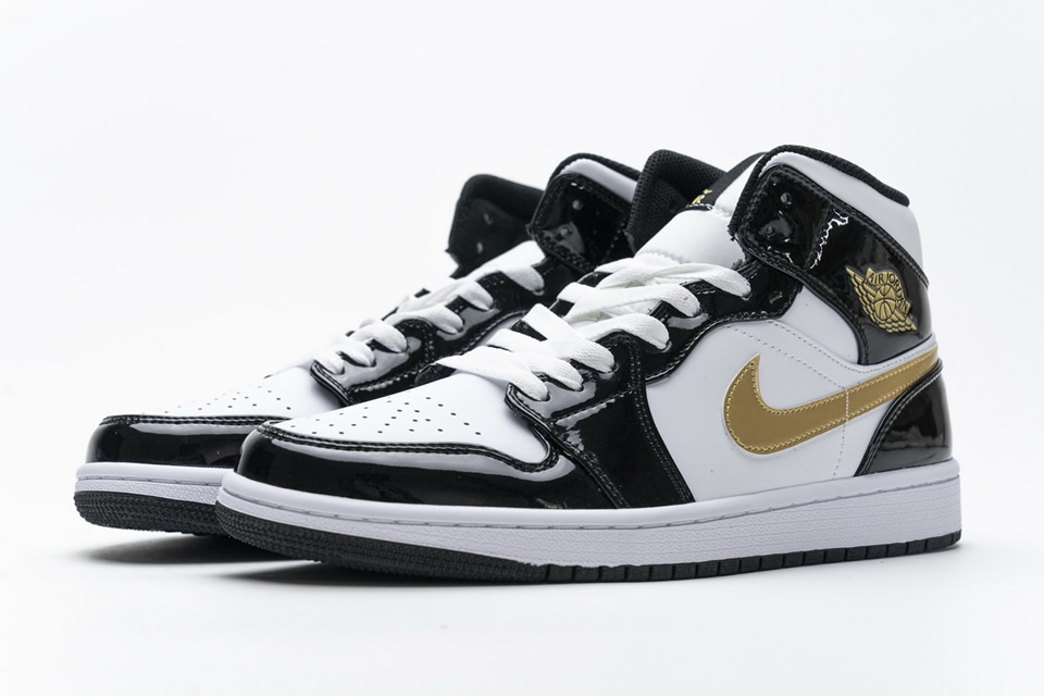 Nike Air Jordan 1 Mid Gold Patent Leather 852542 007 5 - www.kickbulk.cc