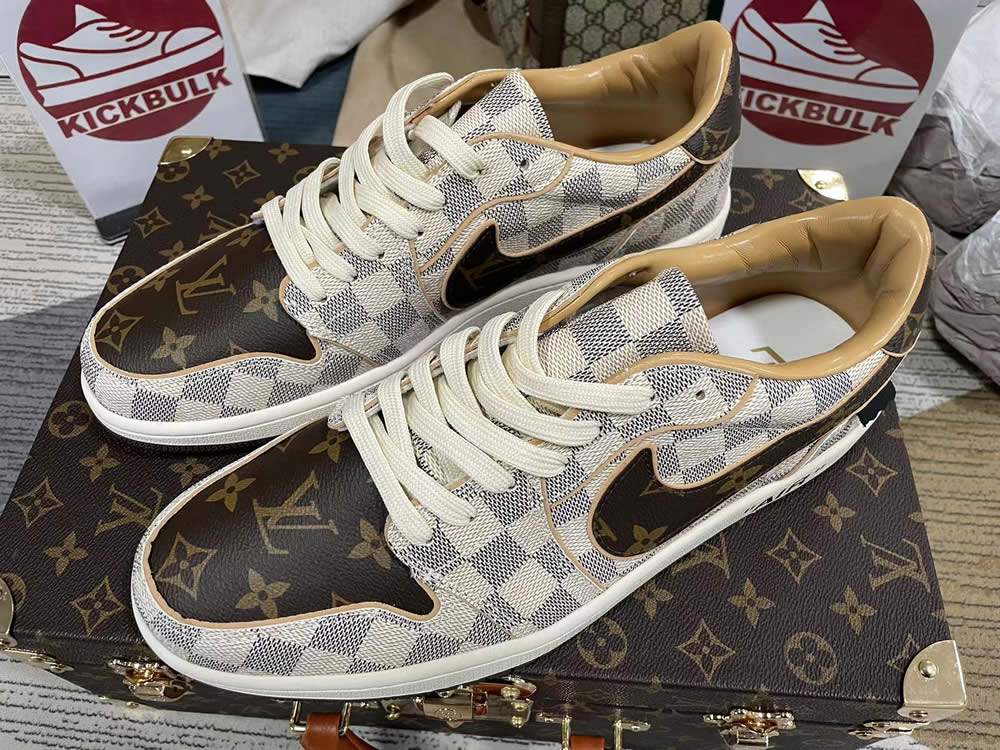 Louis Vuitton Air Force 1 Trainer Sneaker Off White Brown 5 - www.kickbulk.cc