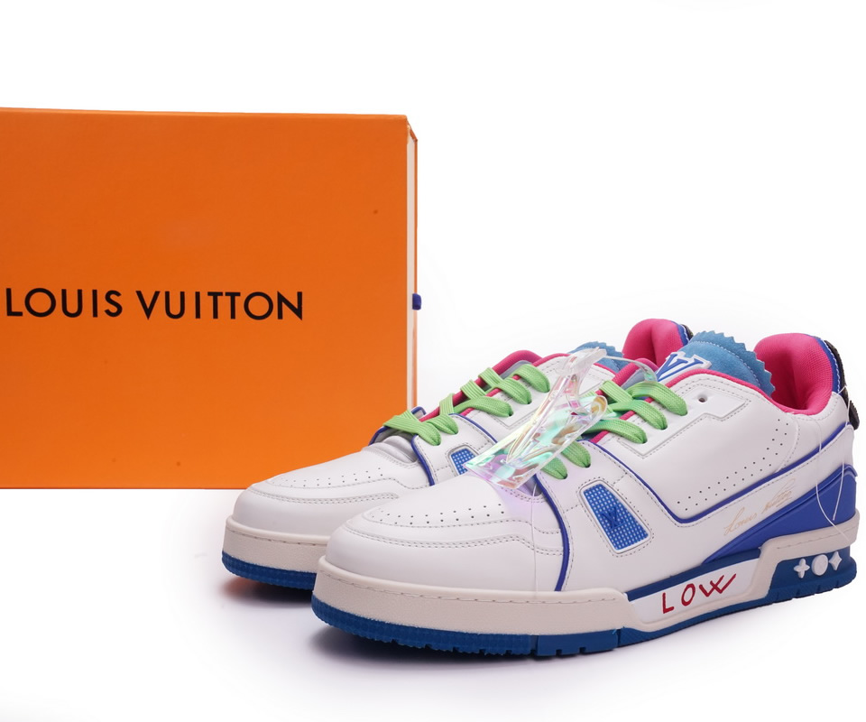 Louis Vuitton Trainer White Pink Blue Ms0223 2 - www.kickbulk.cc