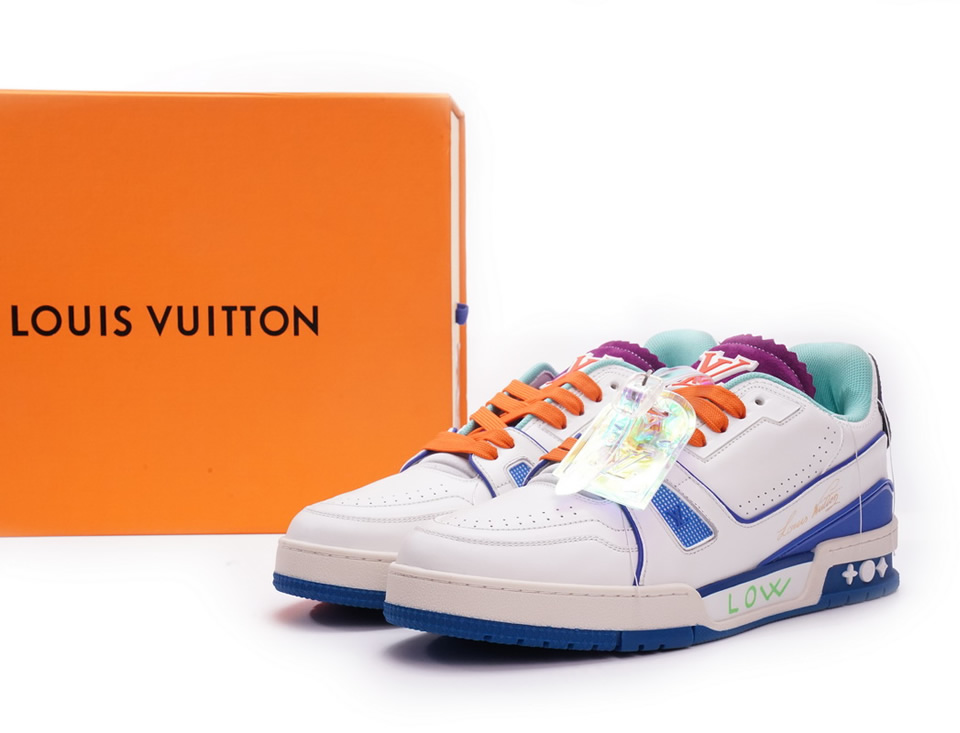 Louis Vuitton Trainer White Green Purple Ms0225 2 - www.kickbulk.cc