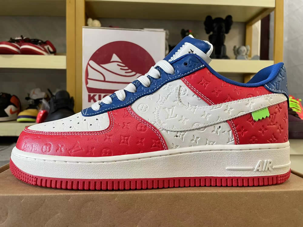 Louis Vuitton Nike Air Force 1 Red Blue White Ms0232 12 9 - www.kickbulk.cc