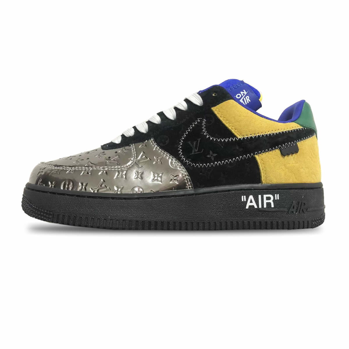 Louis Vuitton Air Force 1 Low Black Selver Yellow 1 - www.kickbulk.cc