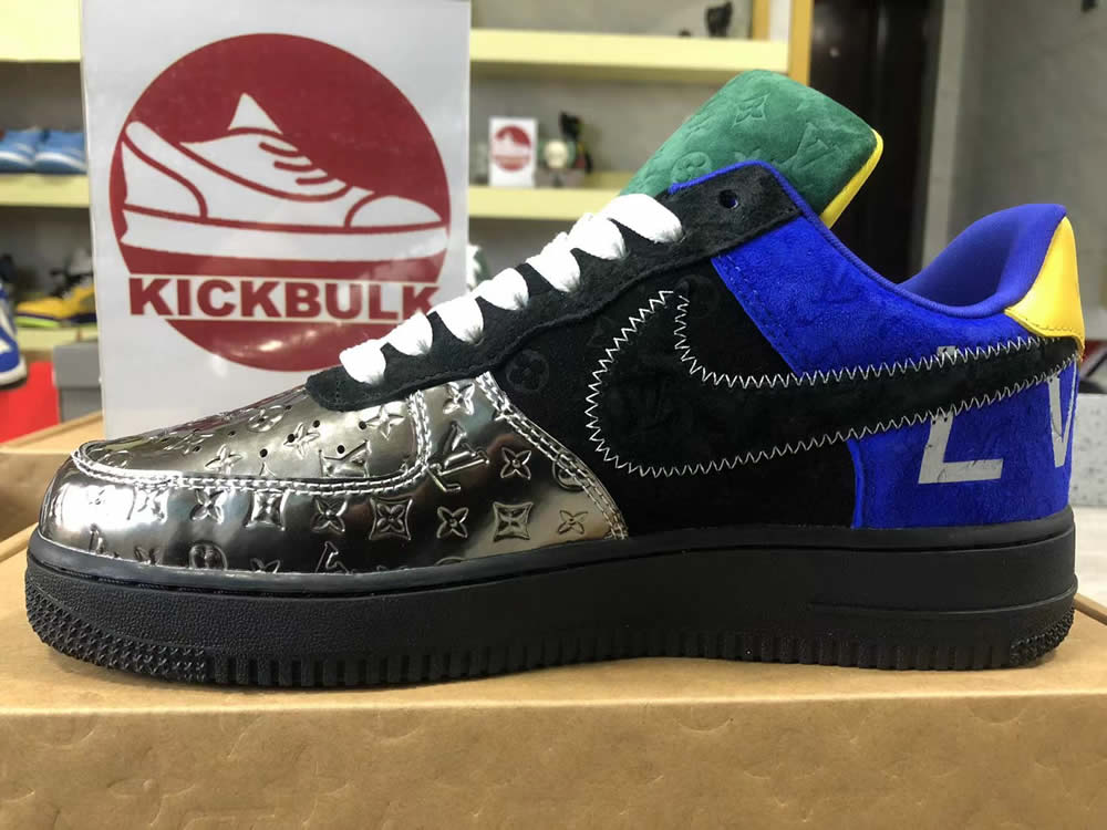 Louis Vuitton Air Force 1 Low Black Selver Yellow 7 - www.kickbulk.cc