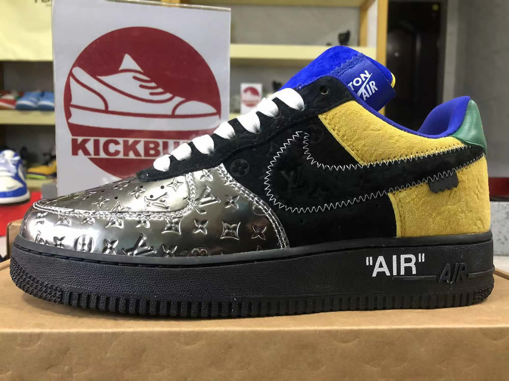 Louis Vuitton Air Force 1 Low Black Selver Yellow 8 - www.kickbulk.cc