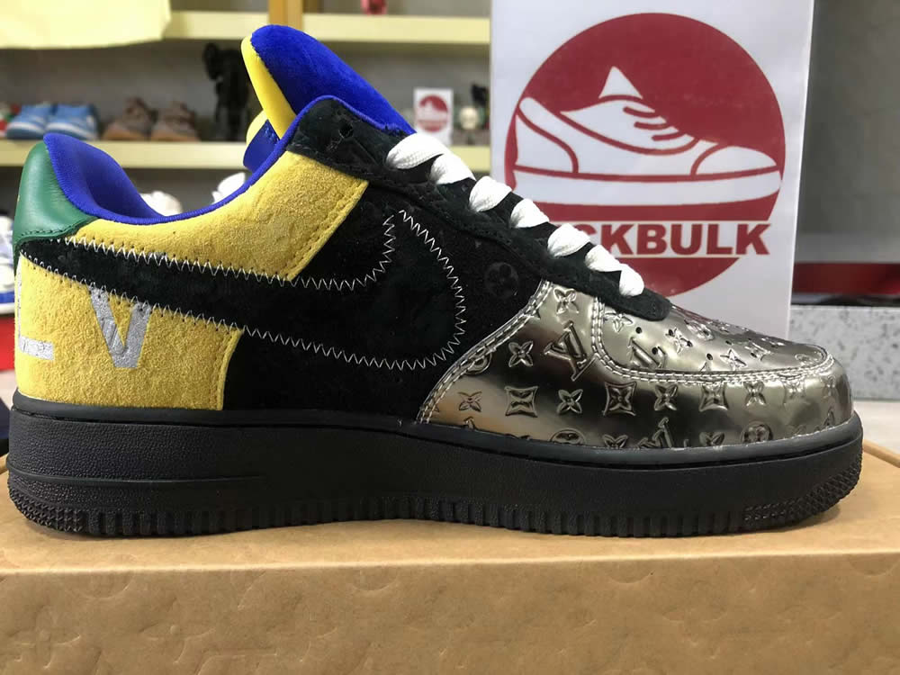 Louis Vuitton Air Force 1 Low Black Selver Yellow 9 - www.kickbulk.cc