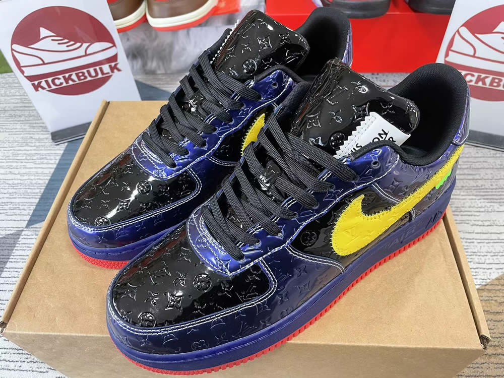 Louis Vuitton Nike Air Force 1 Black Blue Yellow Ms0232 8 4 - www.kickbulk.cc