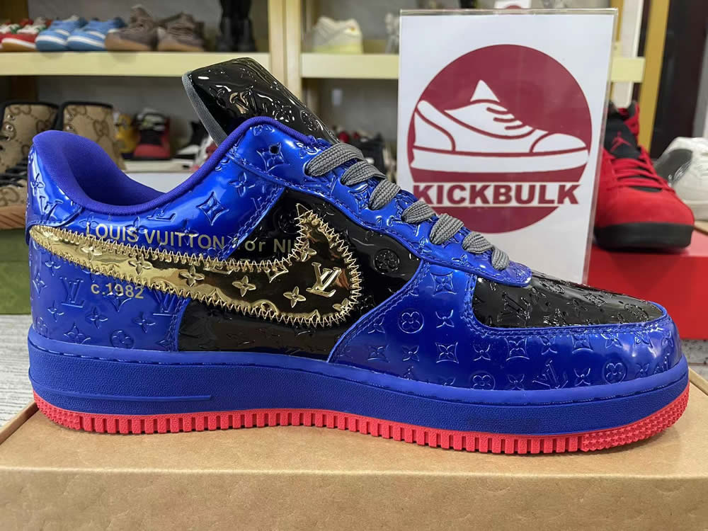 Louis Vuitton Nike Air Force 1 Black Blue Gold Ms0232 9 10 - www.kickbulk.cc