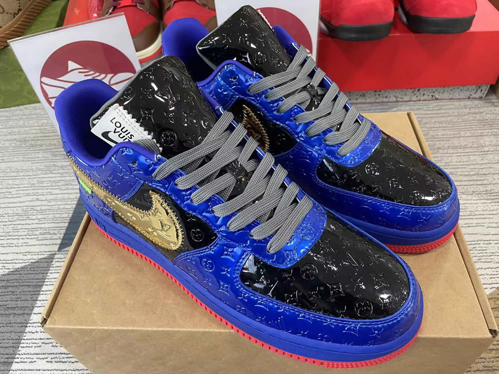 Louis Vuitton Nike Air Force 1 Black Blue Gold Ms0232 9 5 - www.kickbulk.cc