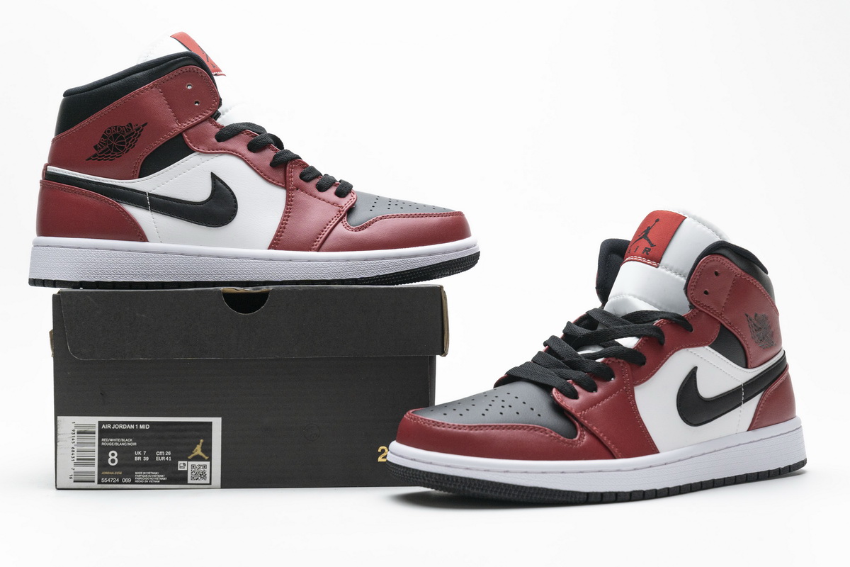 Nike Air Jordan 1 Mid Gs Chicago Black Toe 554725 069 12 - www.kickbulk.cc