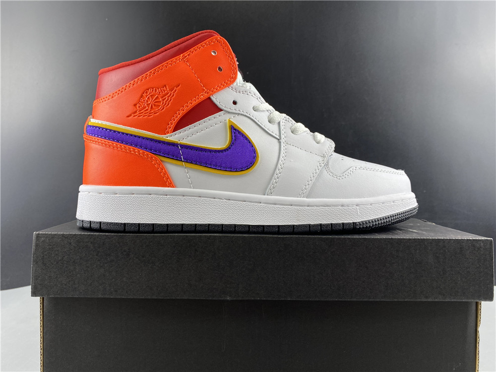 Nike Air Jordan 1 Mid Gs White Court Purple Teal 554725 128 11 - www.kickbulk.cc