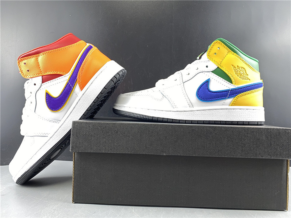 Nike Air Jordan 1 Mid Gs White Court Purple Teal 554725 128 12 - www.kickbulk.cc