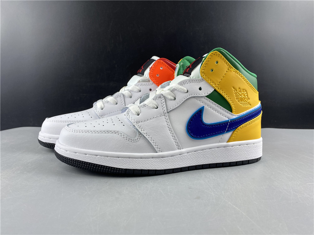 Nike Air Jordan 1 Mid Gs White Court Purple Teal 554725 128 13 - www.kickbulk.cc