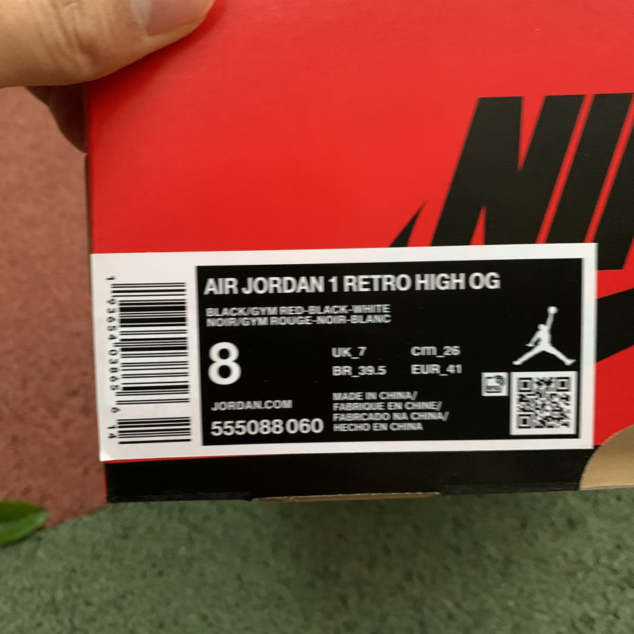 Nike Air Jordan 1 Retro High Og Black Gym Red 555088 060 20 - www.kickbulk.cc