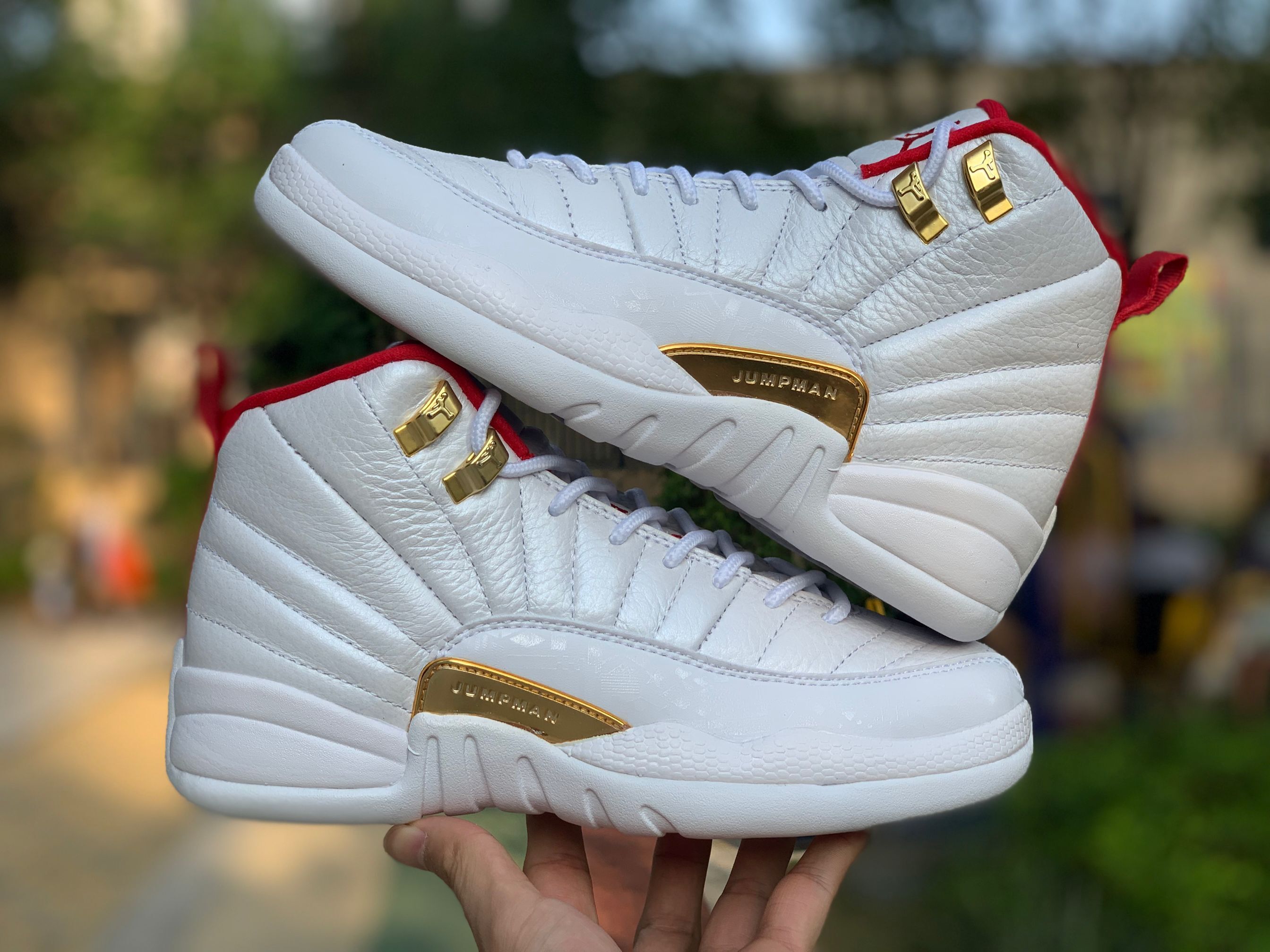 Nike Air Jordan 12 Fiba 2019 White University Red Gold 130690 107 11 - www.kickbulk.cc