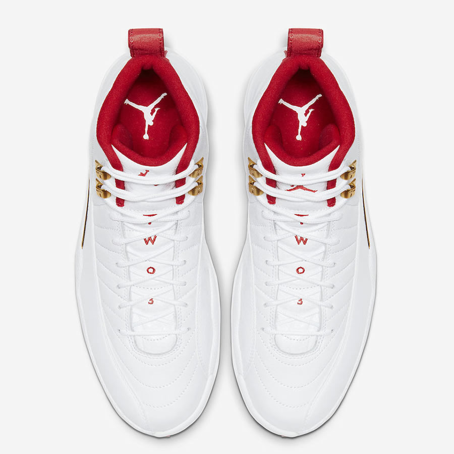 Nike Air Jordan 12 Fiba 2019 White University Red Gold 130690 107 3 - www.kickbulk.cc