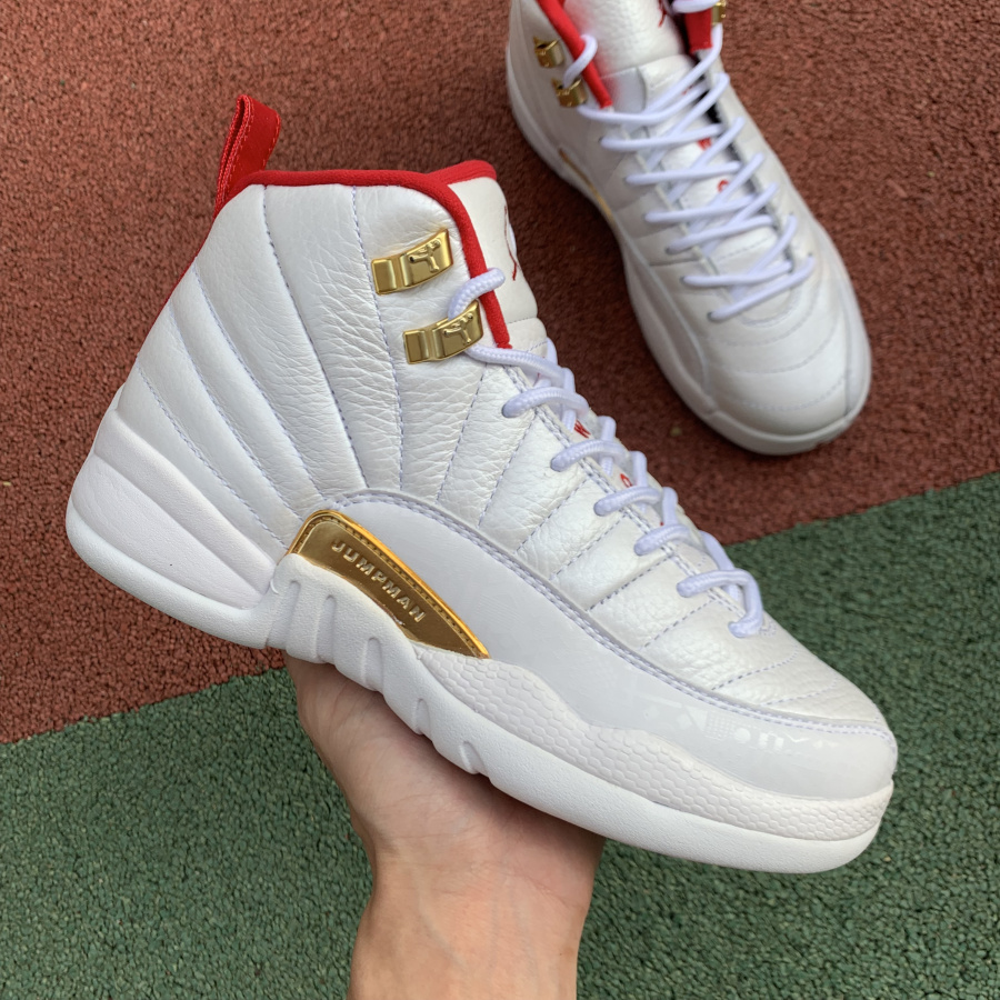 Nike Air Jordan 12 Fiba 2019 White University Red Gold 130690 107 9 - www.kickbulk.cc