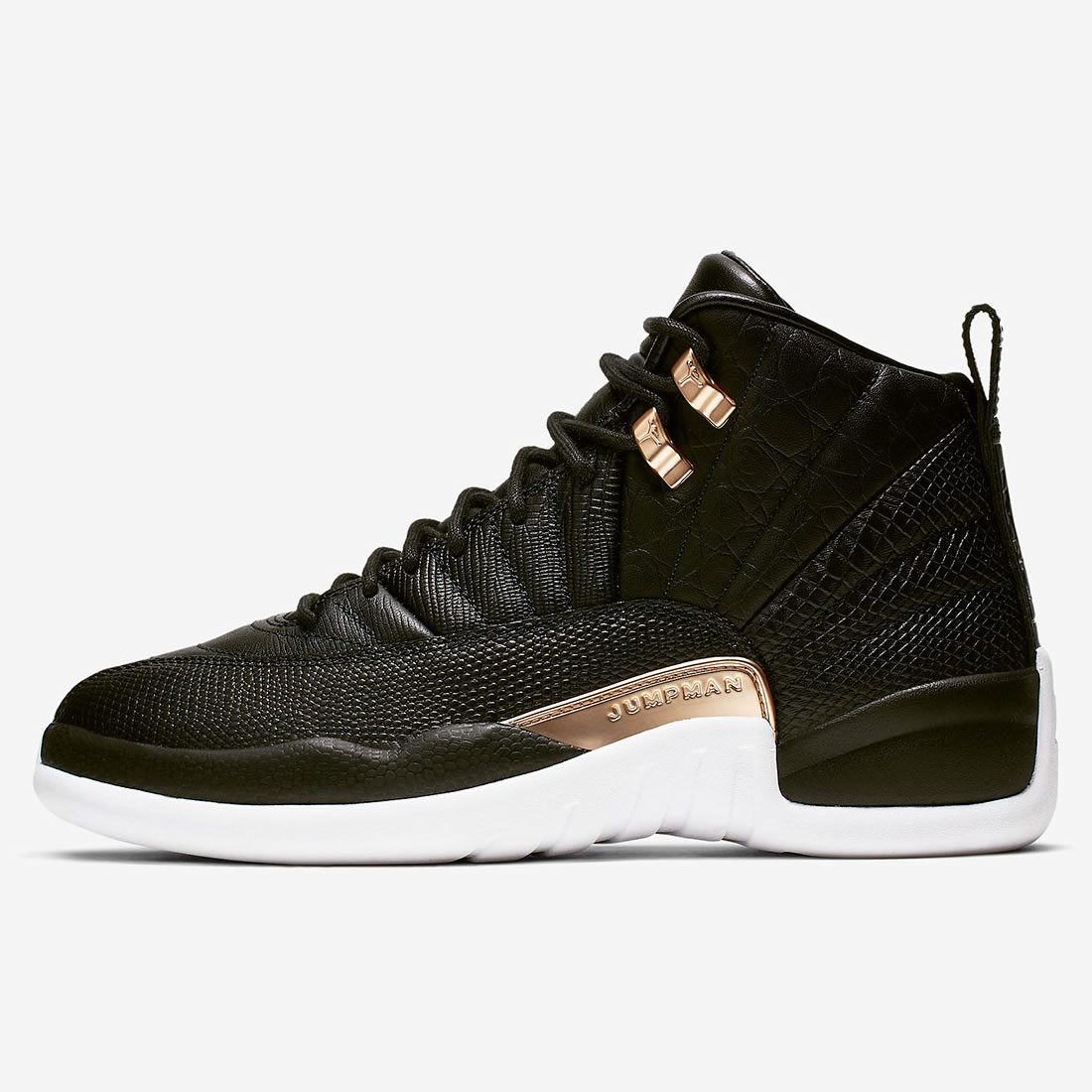 Air Jordan 12 Wmns Snakeskin Midnight Black White Gold Ao6068 007 1 - www.kickbulk.cc