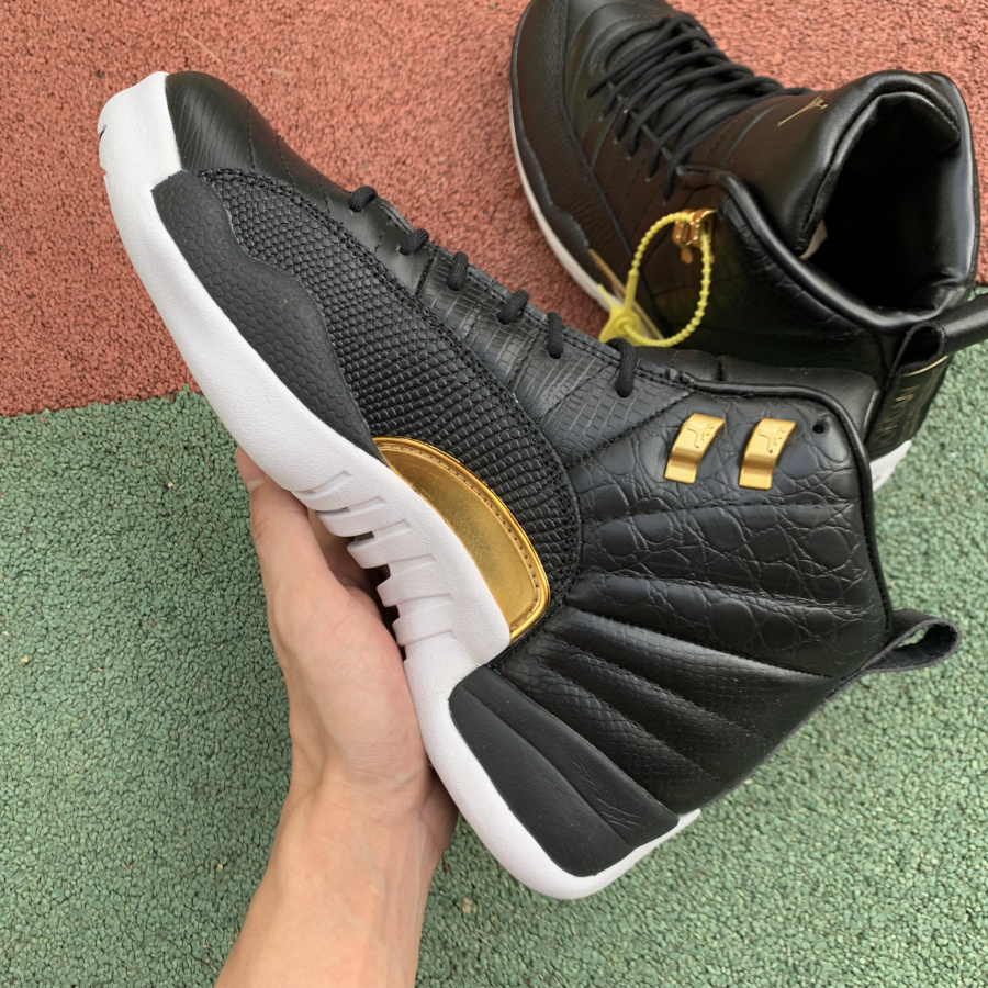 Air Jordan 12 Wmns Snakeskin Midnight Black White Gold Ao6068 007 13 - www.kickbulk.cc