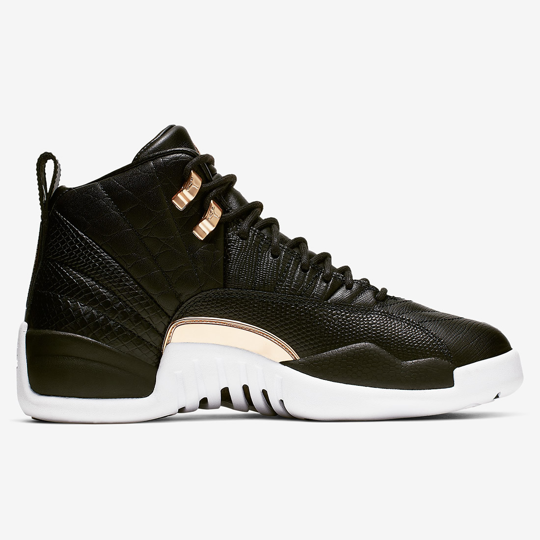 Air Jordan 12 Wmns Snakeskin Midnight Black White Gold Ao6068 007 2 - www.kickbulk.cc