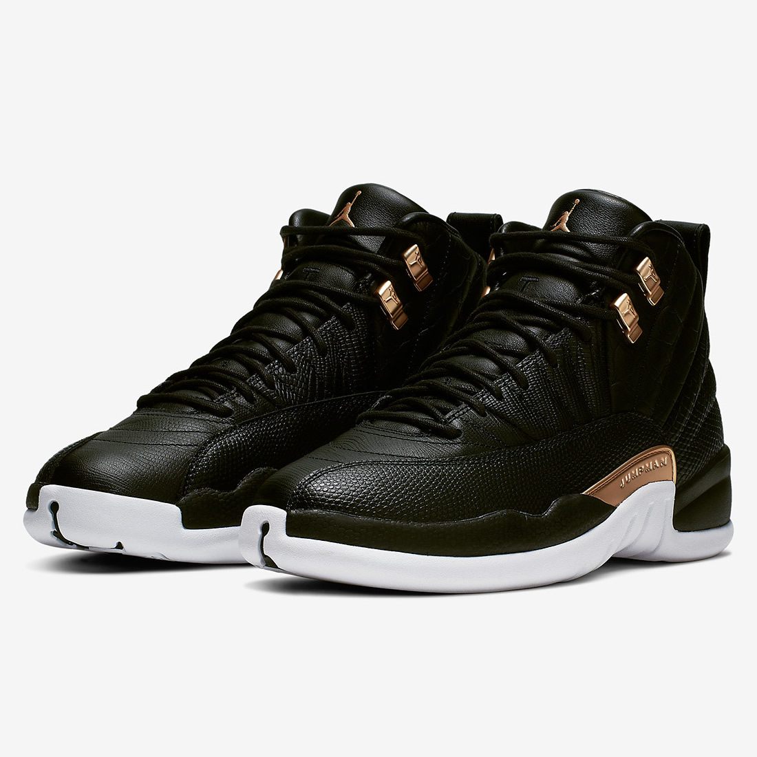 Air Jordan 12 Wmns Snakeskin Midnight Black White Gold Ao6068 007 3 - www.kickbulk.cc