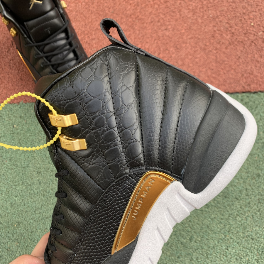 Air Jordan 12 Wmns Snakeskin Midnight Black White Gold Ao6068 007 9 - www.kickbulk.cc