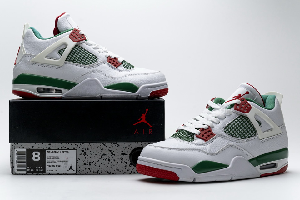 Nike Air Jordan 4 Retro White Green Red Aq3816 063 6 - www.kickbulk.cc