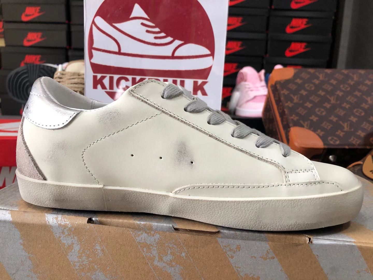 Golden Goose Superstar Sneakers In Leather With Suede And Glitter Inserts